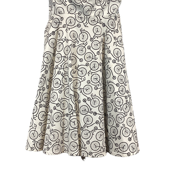 Ixia Dress Bicycle Print Pinup Tie-Back Fit and Flare Dress White Size Large - Picture 5 of 9